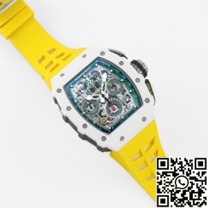 KV Factory Replica Richard Mille RM11 White Ceramic Yellow Rubber Strap