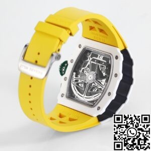 KV Factory Replica Richard Mille RM11 White Ceramic Yellow Rubber Strap
