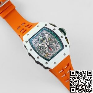 KV Factory Replica Richard Mille RM11 White Ceramic Orange Rubber Strap