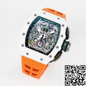 KV Factory Replica Richard Mille RM11 White Ceramic Orange Rubber Strap