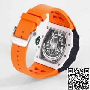 KV Factory Replica Richard Mille RM11 White Ceramic Orange Rubber Strap