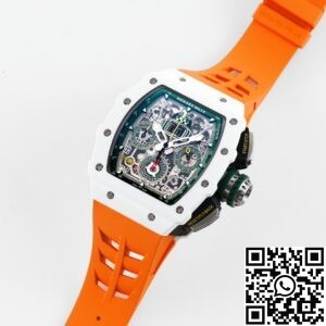 KV Factory Replica Richard Mille RM11 White Ceramic Orange Rubber Strap