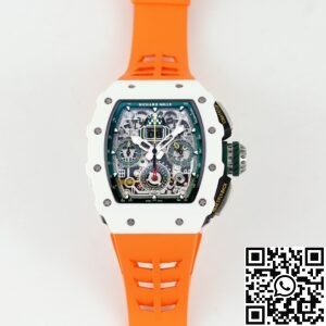 KV Factory Replica Richard Mille RM11 White Ceramic Orange Rubber Strap
