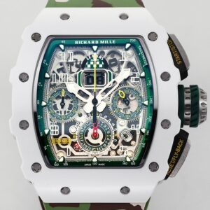 KV Factory Fake Richard Mille RM11 White Ceramic Camouflage Rubber Strap