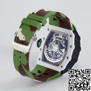 KV Factory Fake Richard Mille RM11 White Ceramic Camouflage Rubber Strap
