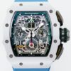 KV Factory Fake Richard Mille RM11 White Ceramic Blue Rubber Strap