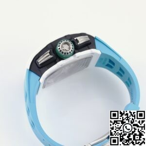 KV Factory Fake Richard Mille RM11 White Ceramic Blue Rubber Strap