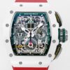 KV Factory Fake Richard Mille RM11 White Ceramic Red Rubber Strap Watch