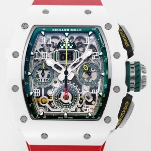 KV Factory Fake Richard Mille RM11 White Ceramic Red Rubber Strap Watch
