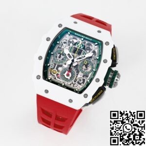 KV Factory Fake Richard Mille RM11 White Ceramic Red Rubber Strap Watch