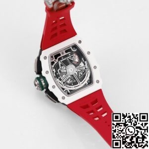 KV Factory Fake Richard Mille RM11 White Ceramic Red Rubber Strap Watch