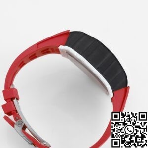 KV Factory Fake Richard Mille RM11 White Ceramic Red Rubber Strap Watch