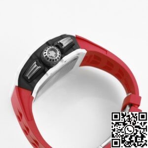 KV Factory Fake Richard Mille RM11 White Ceramic Red Rubber Strap Watch