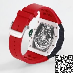 KV Factory Fake Richard Mille RM11 White Ceramic Red Rubber Strap Watch