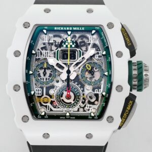 KV Factory Replica Richard Mille RM11 White Ceramic Black Rubber Strap