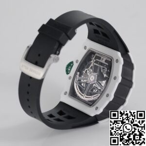 KV Factory Replica Richard Mille RM11 White Ceramic Black Rubber Strap