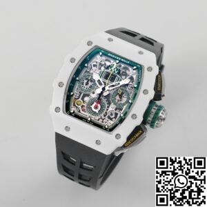 KV Factory Replica Richard Mille RM11 White Ceramic Black Rubber Strap