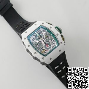KV Factory Replica Richard Mille RM11 White Ceramic Black Rubber Strap
