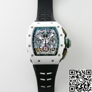 KV Factory Replica Richard Mille RM11 White Ceramic Black Rubber Strap