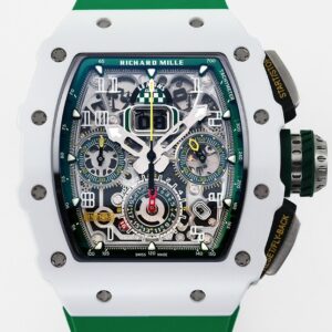 KV Factory Replica Richard Mille RM11 White Ceramic Green Rubber Strap