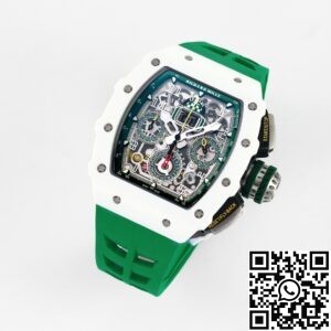 KV Factory Replica Richard Mille RM11 White Ceramic Green Rubber Strap