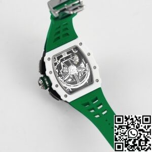 KV Factory Replica Richard Mille RM11 White Ceramic Green Rubber Strap