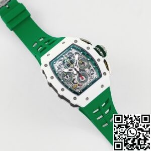 KV Factory Replica Richard Mille RM11 White Ceramic Green Rubber Strap