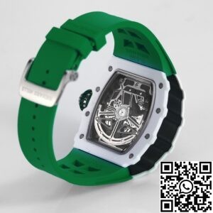 KV Factory Replica Richard Mille RM11 White Ceramic Green Rubber Strap