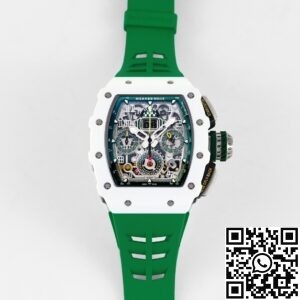 KV Factory Replica Richard Mille RM11 White Ceramic Green Rubber Strap