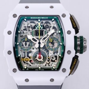 KV Factory Fake Richard Mille RM11 White Ceramic Rubber Strap