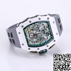 KV Factory Fake Richard Mille RM11 White Ceramic Rubber Strap