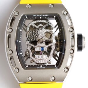 EUR Factory Replica Richard Mille RM052 Diamond Skull Yellow Rubber Strap