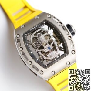 EUR Factory Replica Richard Mille RM052 Diamond Skull Yellow Rubber Strap