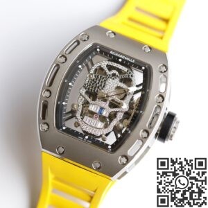 EUR Factory Replica Richard Mille RM052 Diamond Skull Yellow Rubber Strap