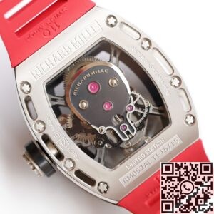 EUR Factory Replica Richard Mille RM052 Diamond Skull Red Rubber Strap Watch