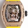 EUR Factory Fake Richard Mille RM052 Rose Gold Case Yellow Rubber Strap