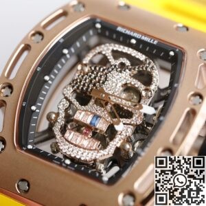 EUR Factory Fake Richard Mille RM052 Rose Gold Case Yellow Rubber Strap