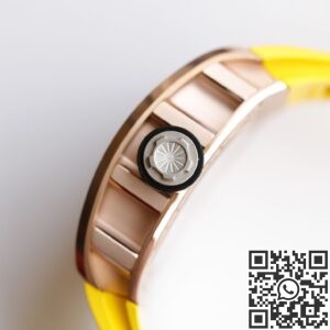 EUR Factory Fake Richard Mille RM052 Rose Gold Case Yellow Rubber Strap