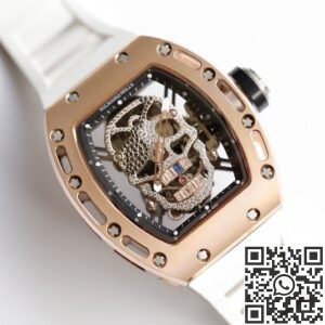 EUR Factory Replica Richard Mille RM052 Rose Gold Case White Rubber Strap