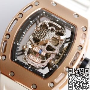 EUR Factory Replica Richard Mille RM052 Rose Gold Case White Rubber Strap