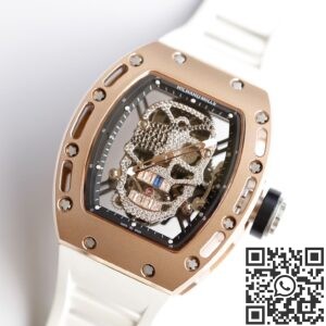 EUR Factory Replica Richard Mille RM052 Rose Gold Case White Rubber Strap