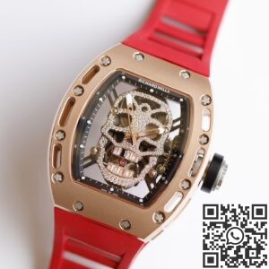 EUR Factory Replica Richard Mille RM052 Rose Gold Case Red Rubber Strap