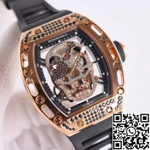 CH Fake Richard Mille RM52 Rose Gold Black Diamond Case