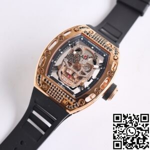 CH Fake Richard Mille RM52 Rose Gold Black Diamond Case