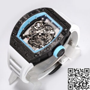 BBR Factory Fake Richard Mille RM055 Blue Dial White Rubber Strap Watch