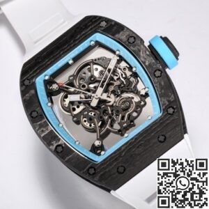 BBR Factory Fake Richard Mille RM055 Blue Dial White Rubber Strap Watch