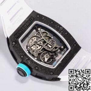 BBR Factory Fake Richard Mille RM055 Blue Dial White Rubber Strap Watch