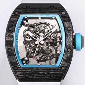 BBR Factory Fake Richard Mille RM055 Blue Dial White Rubber Strap Watch