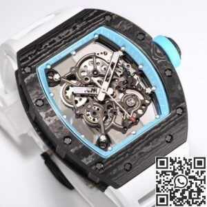 BBR Factory Fake Richard Mille RM055 Blue Dial White Rubber Strap Watch