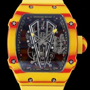 RM Factory Fake Richard Mille RM27-03 Tourbillon Yellow Rubber Strap Watch